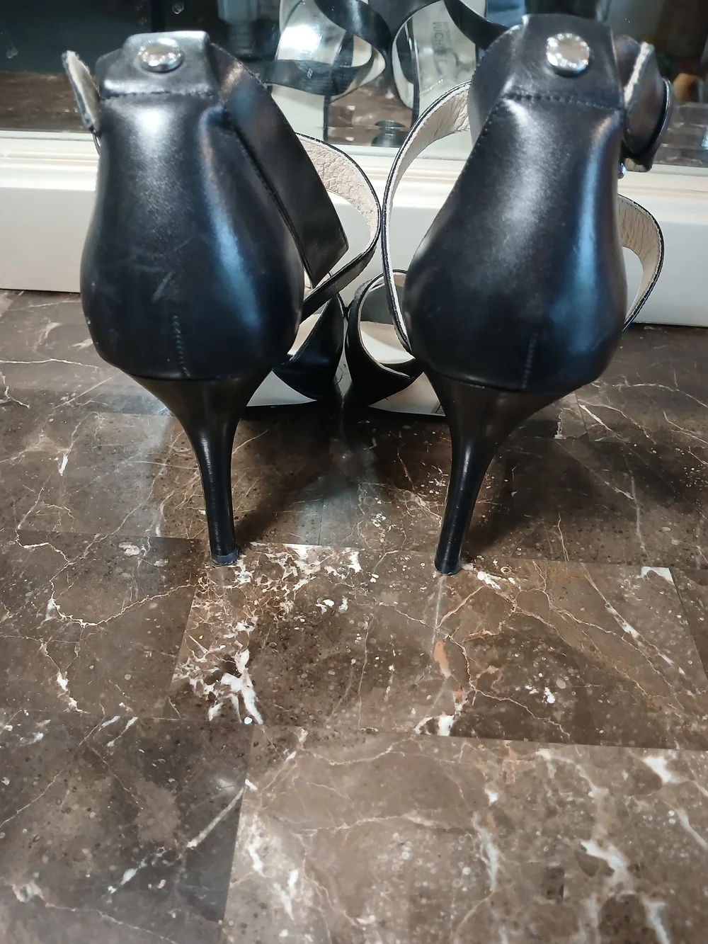 MICHAEL Michael Kors Black Strappy Leather Heeled Sandals